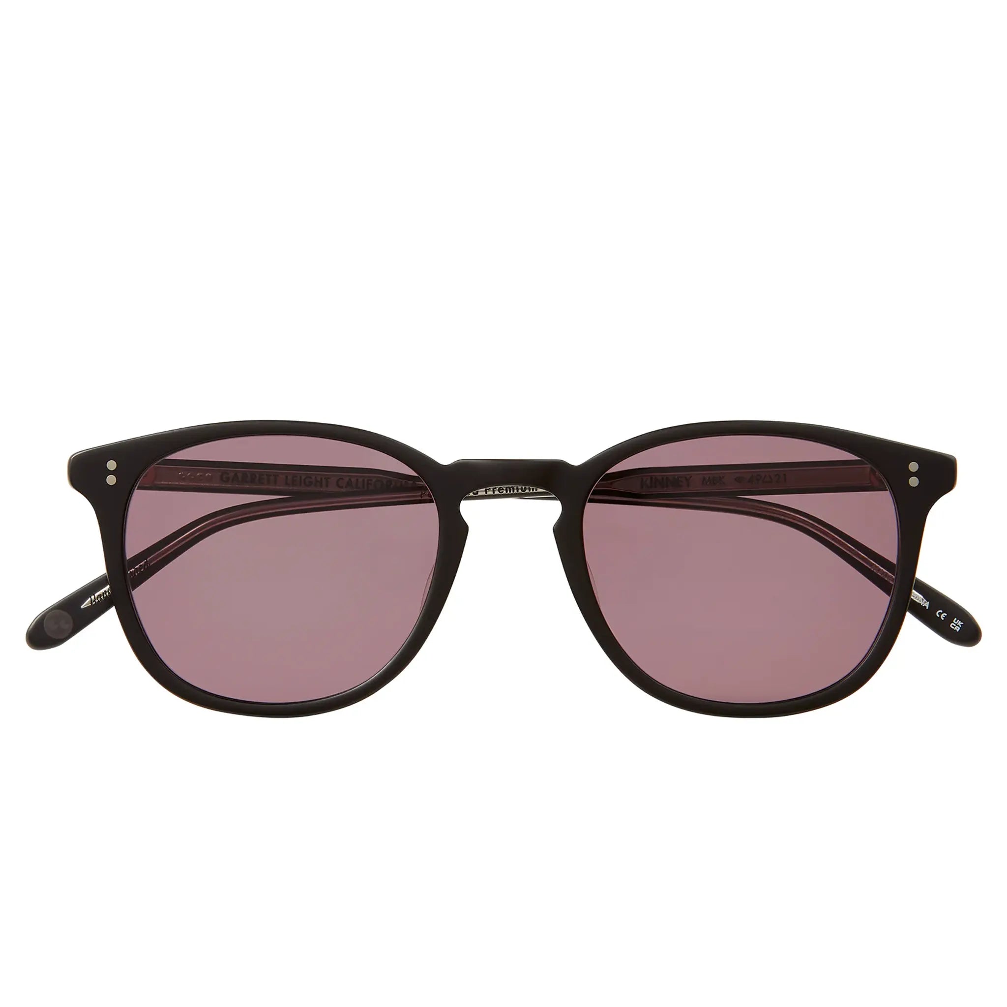 Front View of Garrett Leight Kinney Forever Classic Matte Black Sunglasses 2007-49-MBK/SFPACAI PLR